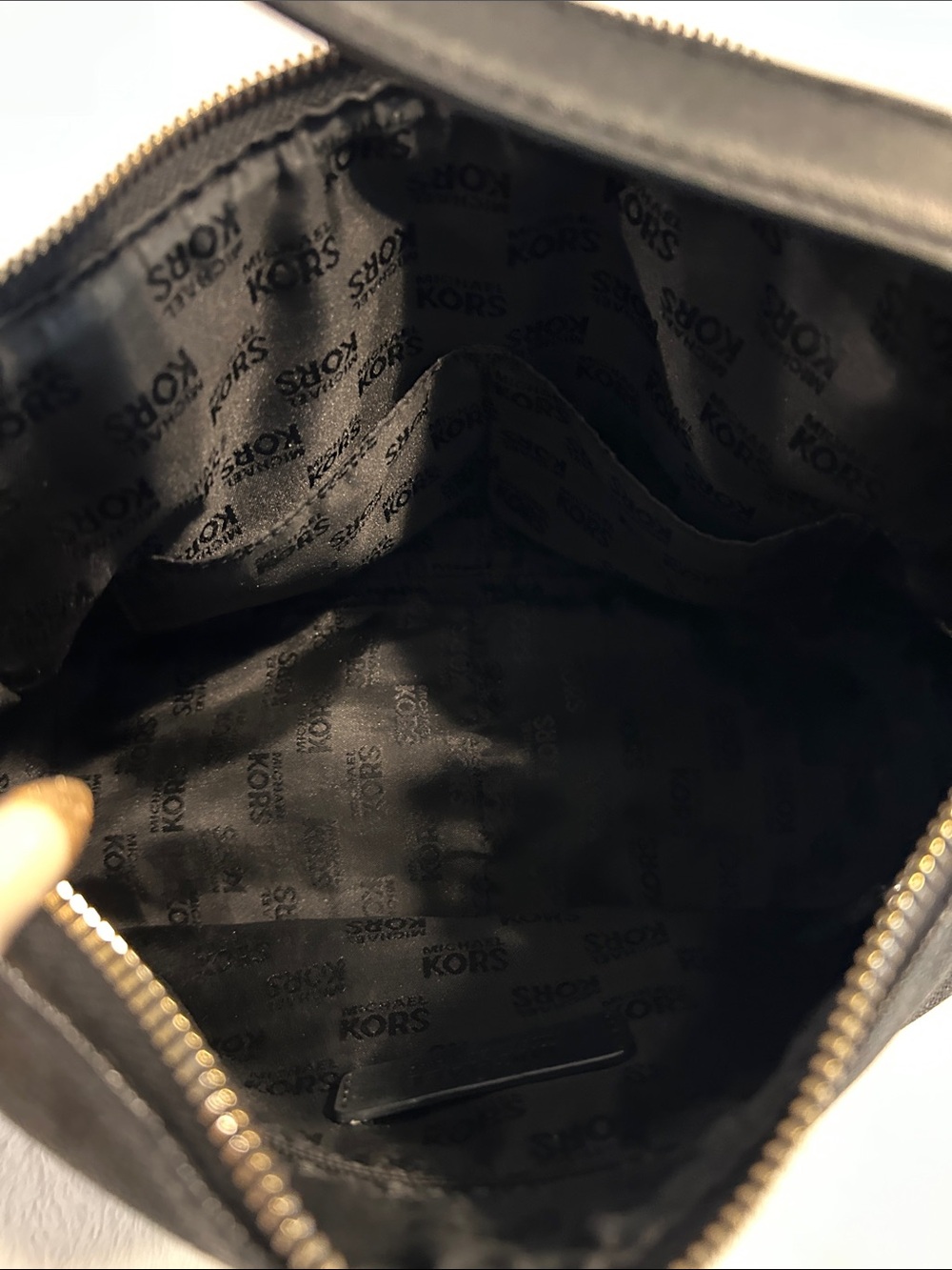 Michael Kors Black Logo-Embossed Shoulder Bag with MK Charm - Picture 7 of 11